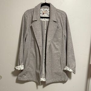 Anthropologie Pilcro Light Gray Blazer with Patterned Lining